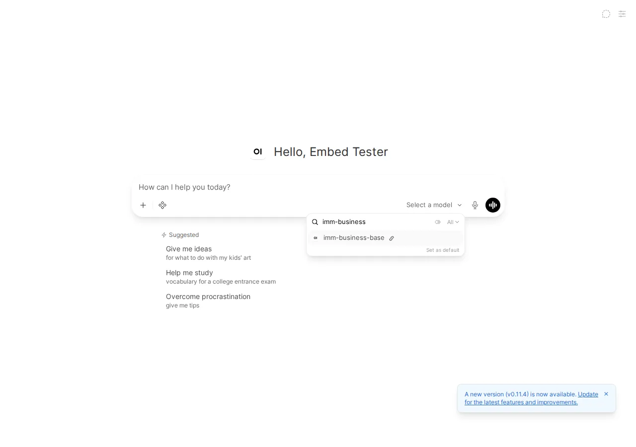 Qwen FP8 OpenWebUI assistant expanded to fill the available screen.